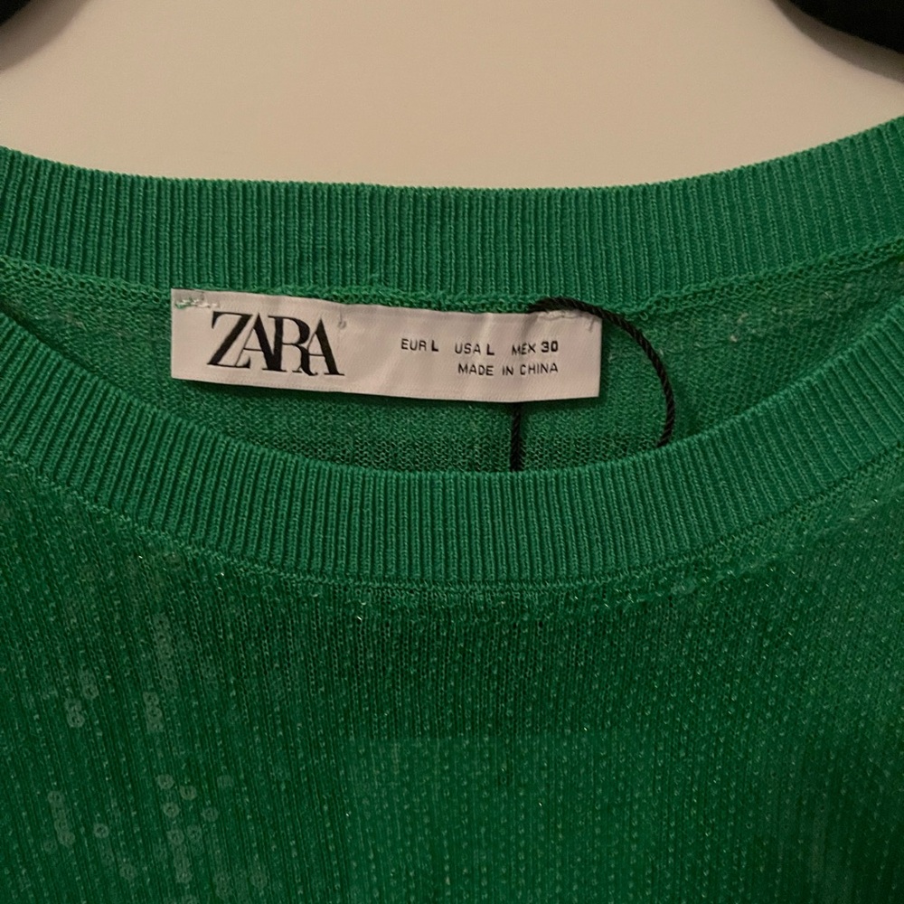 Zara Vibrant Green Sequin Tank Top - Picture 2 of 5